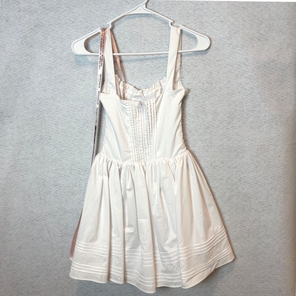 House of CB White Corset Mini Dress XS Cottagecore Lace Ruched Sweetheart - Picture 4 of 8